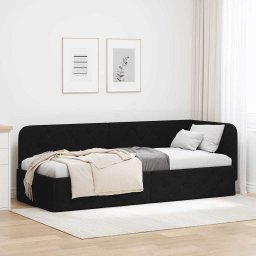Cadru de pat coltar cu headboard Negru 80 x 200 cm tesatura GartenMobel Dekor