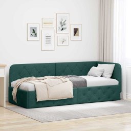 Cadru de pat coltar Verde închis 80 x 200 cm tesatura GartenMobel Dekor