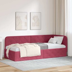 Cadru de pat coltar cu headboard Rosu Vin 80 x 200 cm Catifea GartenMobel Dekor