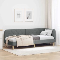 Cadru de pat coltar Gri închis 80 x 200 cm tesatura GartenMobel Dekor