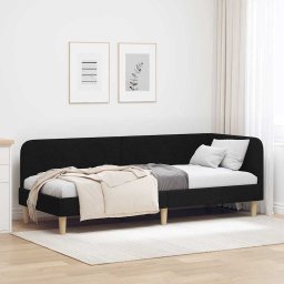 Cadru de pat coltar cu headboard Negru 80 x 200 cm tesatura GartenMobel Dekor