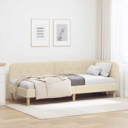 Cadru de pat coltar cu headboard Crem 80 x 200 cm tesatura GartenMobel Dekor
