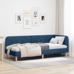 Cadru de pat coltar cu headboard albastru 80 x 200 cm tesatura GartenMobel Dekor
