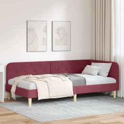 Cadru de pat coltar cu headboard Rosu Vin 90 x 190 cm tesatura GartenMobel Dekor