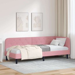 Cadru de pat coltar cu headboard Roz 80 x 200 cm Catifea GartenMobel Dekor