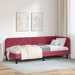 Cadru de pat coltar cu headboard Rosu Vin 80 x 200 cm Catifea GartenMobel Dekor