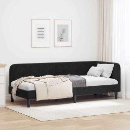 Cadru de pat coltar cu headboard Negru 80 x 200 cm Catifea GartenMobel Dekor