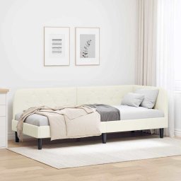 Cadru de pat coltar cu headboard Crem 80 x 200 cm Catifea GartenMobel Dekor