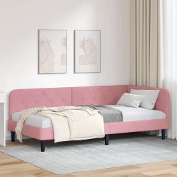 Cadru de pat coltar cu headboard Roz 90 x 190 cm Catifea GartenMobel Dekor