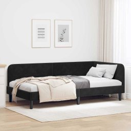 Cadru de pat coltar cu headboard Negru 90 x 190 cm Catifea GartenMobel Dekor