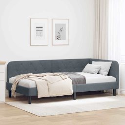 Cadru de pat coltar cu headboard Gri închis 90 x 200 cm Catifea GartenMobel Dekor