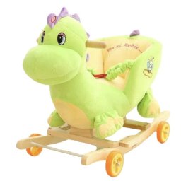 Dinozaur din plus balansoar cu roti, verde