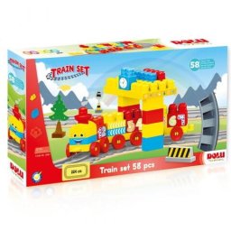 Set de constructii cu trenulet - 58 piese