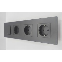 Intrerupator mecanic + priza 4 doze configurabil cu rama de plastic (simplu, cap scar cruce, priza, usb, wifi, tv, internet)),