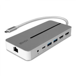 Lindy DST-Mx Duo, USB-C Laptop/MacBook Mini Docking Station with Dual Display (4K) & 100W Pass-Through Charging LY-43360 (timbru verde 0.18 lei)
