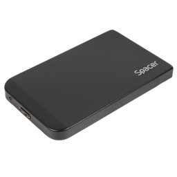 RACK extern SPACER, pt HDD/SSD, 2.5 inch, S-ATA, interfata PC USB 3.0, Husa piele sintetitca, aluminiu, negru, SPR-25611 45503295 (timbru verde 0.8 lei)