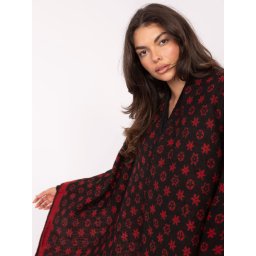 Poncho negru și roșu cu model floral