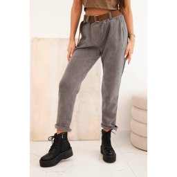 Pantaloni de damă cu curea gri închis