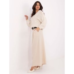 Pantaloni bej deschis cu talie înaltă