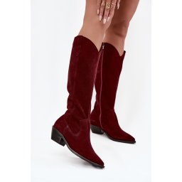 Cizme de cowboy din piele întoarsă naturală