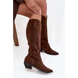 Cizme de cowboy din piele întoarsă naturală