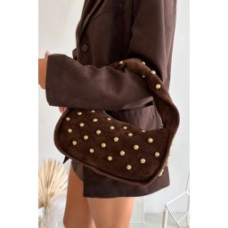 Geantă de mână din piele întoarsă naturală cu accesorii