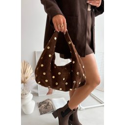 Geantă de mână din piele întoarsă cu accesorii