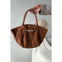 Geantă de mână Orselle din piele întoarsă Camel