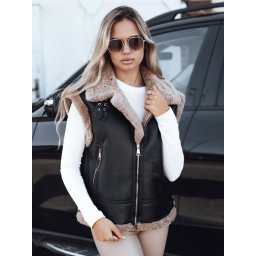 Vestă de damă cu garnitură de blană