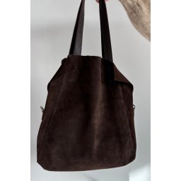 Geantă shopper Boto din piele întoarsă, culoare ciocolată