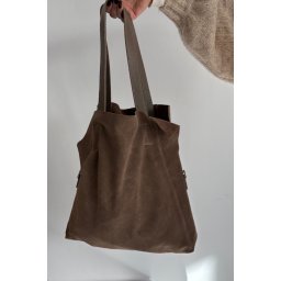 Geantă shopper Boto din piele întoarsă bej închis