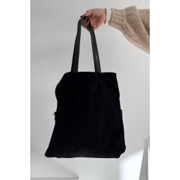 Geantă shopper din piele întoarsă neagră Miraya