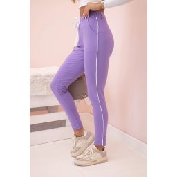 Pantaloni de trening din bumbac pentru femei, cu buzunare și dungi