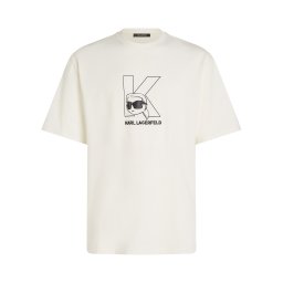 Karl Lagerfeld Tricou negru / alb coajă de ou
