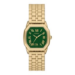 FOSSIL Ceas analogic 'HARLOW' auriu / verde smarald