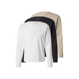 HOLLISTER Tricou bej / negru / alb