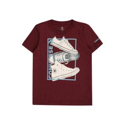 CONVERSE Tricou '3 SHOE' azur / roşu închis / negru / alb
