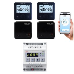 Pachet automatizare 2 zone de incalzire, 2 termostate pentru 2 pompe, conexiune wifi, negru REGLER
