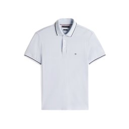 TOMMY HILFIGER Tricou 'Slim Fit Tipped' bleumarin / albastru pastel / alb