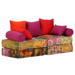 Canapea puf modulara cu 2 locuri, petice, material textil GartenMobel Dekor