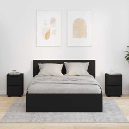 Mese de noptiera 2 pcs Negru 30,5 x 30 x 43 cm Lemn compozit GartenMobel Dekor