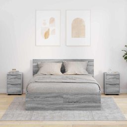 Mese de noptiera cu sertar 2 pcs Gri Sonoma 30,5 x 30 x 43 cm GartenMobel Dekor