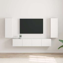 Dulap TV de perete 2 pcs Alb 30 x 31 x 80 cm Lemn compozit GartenMobel Dekor