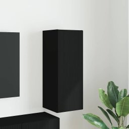 Dulap TV de perete Negru 30 x 31 x 80 cm Lemn compozit GartenMobel Dekor