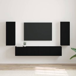 Dulap TV de perete 2 pcs Negru 30 x 31 x 80 cm Lemn compozit GartenMobel Dekor