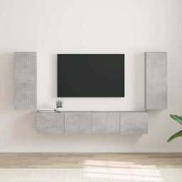 Dulap TV de perete 2 pcs Beton 30 x 31 x 80 cm Lemn compozit GartenMobel Dekor