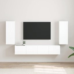 Dulap TV de perete Pe perete 2 pcs Alb Lucios 30 x 31 x 80 cm GartenMobel Dekor