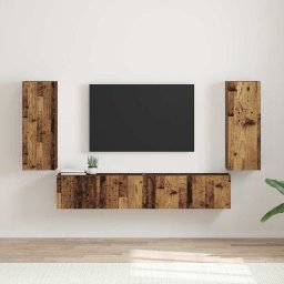 Dulap TV de perete Pe perete 2 pcs Lemn Vechi 30 x 31 x 80 cm GartenMobel Dekor
