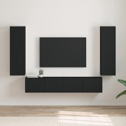 Dulap TV de perete 2 pcs Negru 30 x 31 x 100 cm Lemn compozit GartenMobel Dekor