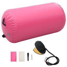 Rulou de gimnastica gonflabil cu pompa, roz, 120 x 90 cm, PVC GartenMobel Dekor